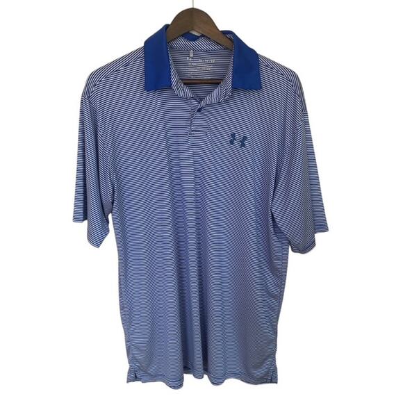 Under Armour The Performance Polo Blue and White striped - XL - Picture 1 of 5